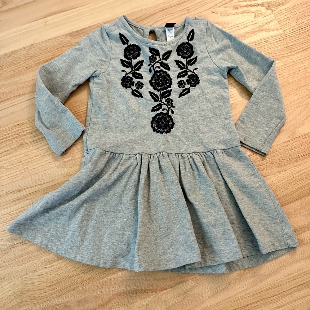 Tea collection 100% cotton  Long Sleeve Kids Dress with Floral design sz 4t